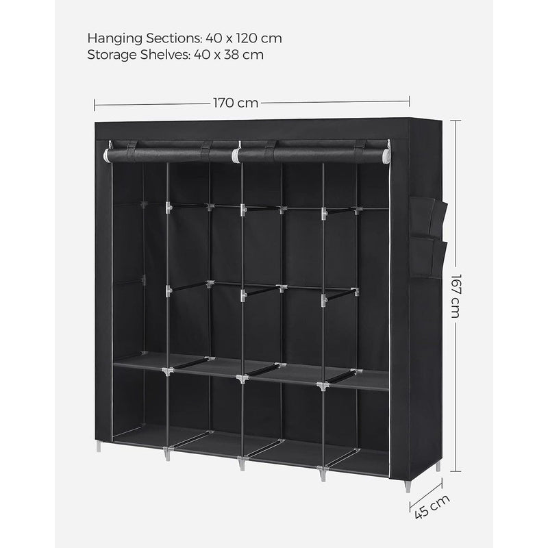 Portable Wardrobe With Cover Black