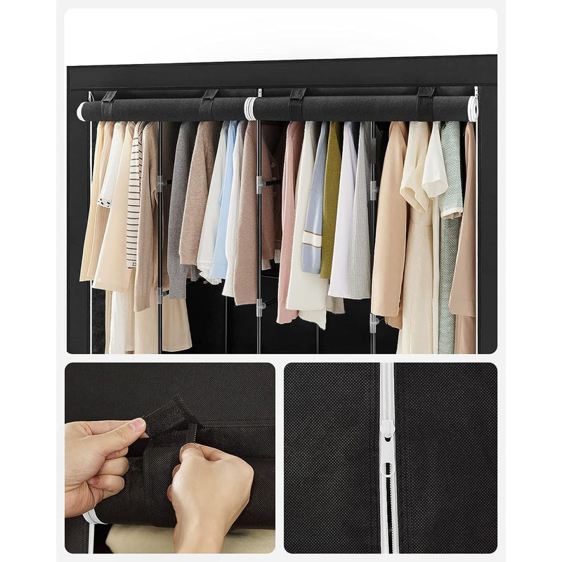 Portable Wardrobe With Cover Black