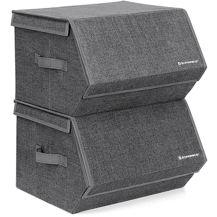 Grey Storage Boxes with Lids, Set of 2