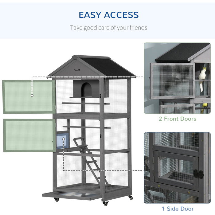 Outdoor Bird Cage, Wheel Perch, Nest Ladder, 86x78x180cm