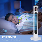 38" Tower Fan with Remote, 3 Speed, 12h Timer, Oscillation Homcom
