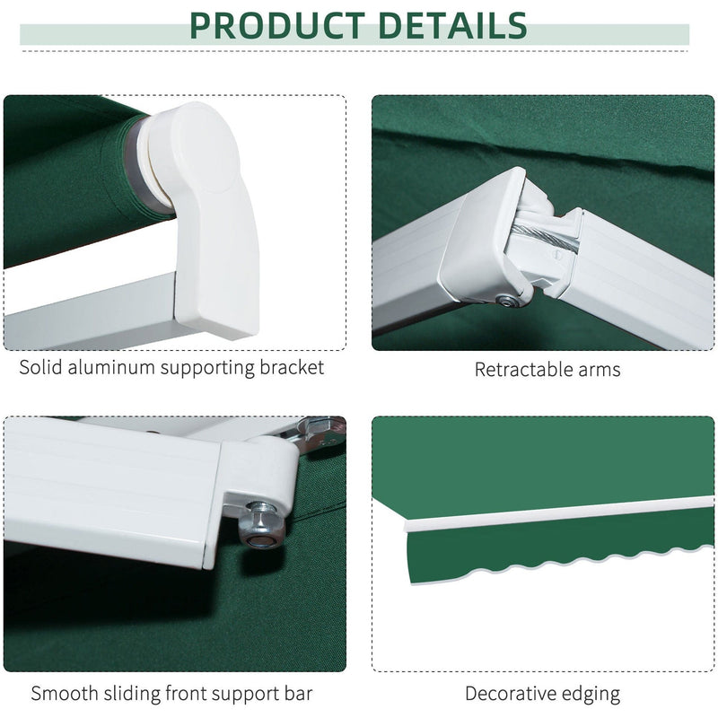 Manual Patio Awning - 4 x 3m Aluminium Retractable Sun Shade