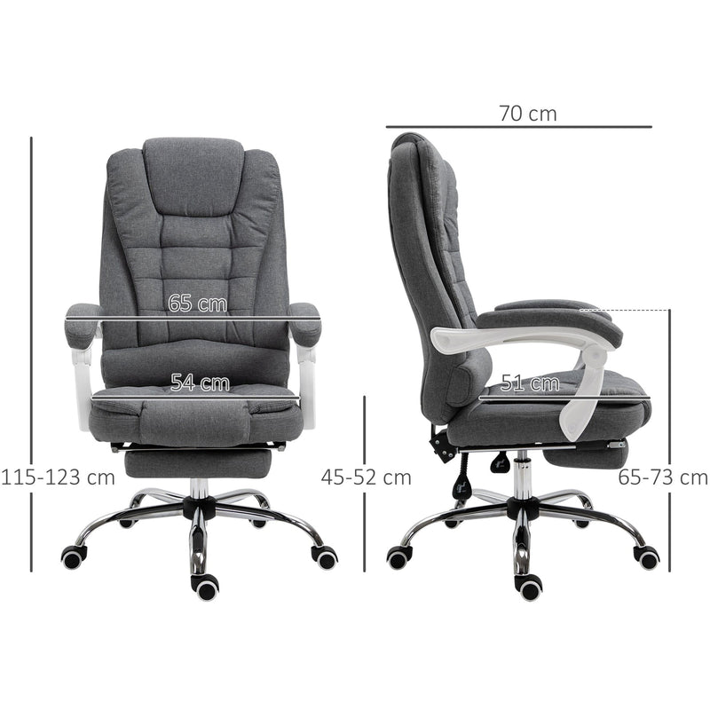 Grey Swivel Office Chair with Retractable Footrest