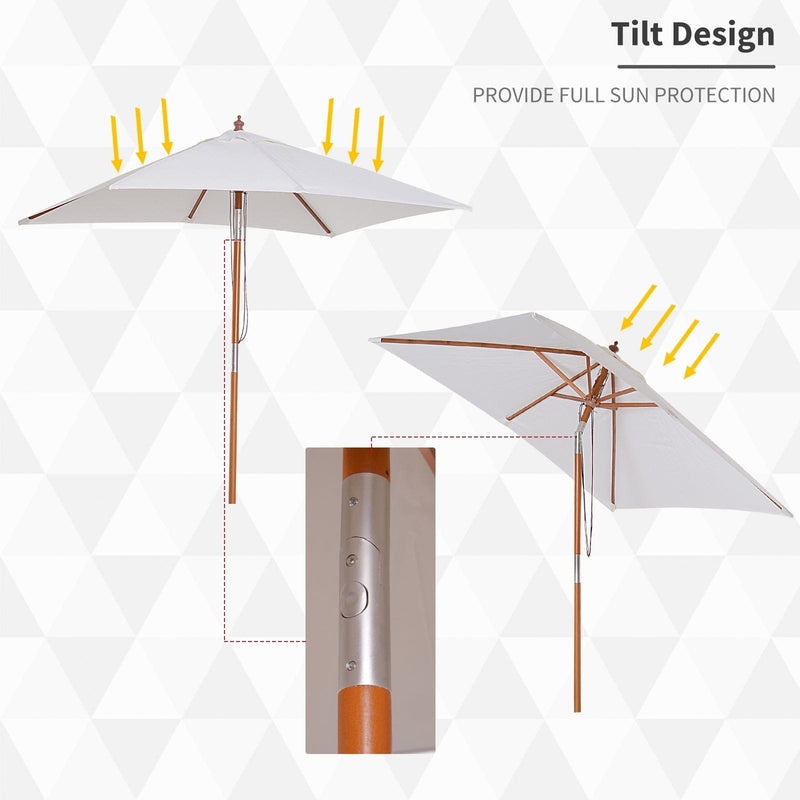 2m Outdoor Tilting Parasol Umbrella, Garden Sun Shade