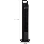 Oscillating Tower Fan, Remote, Timer, 3 Speed, Black Homcom