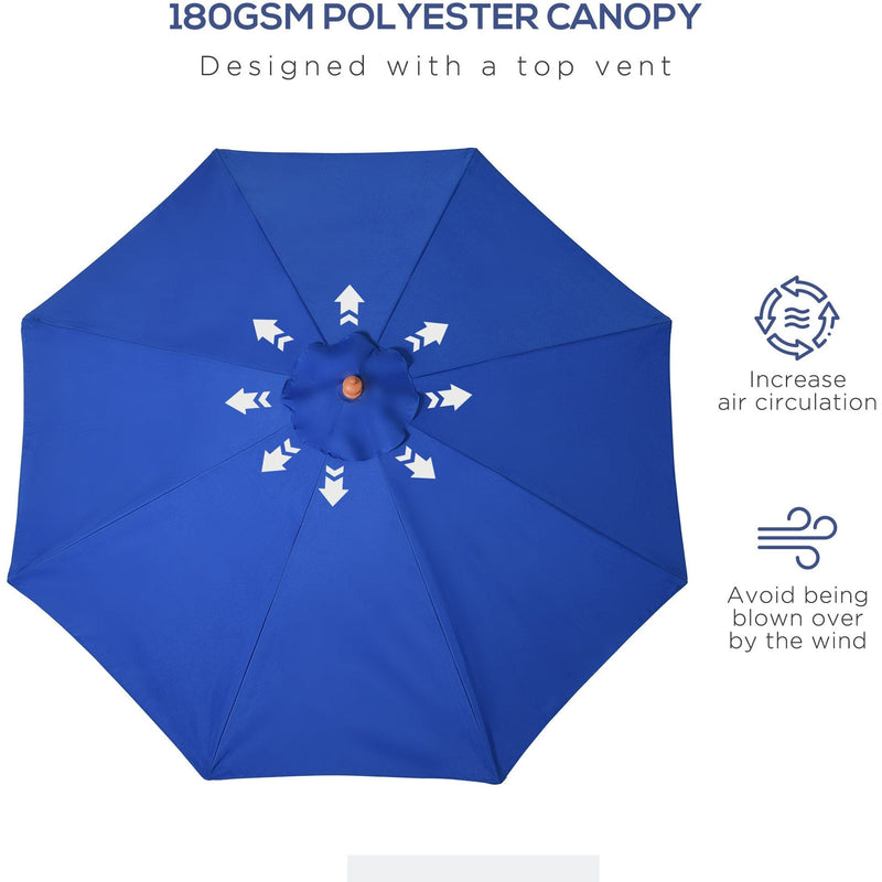 2.5m Wooden Garden Parasol - Top Vent