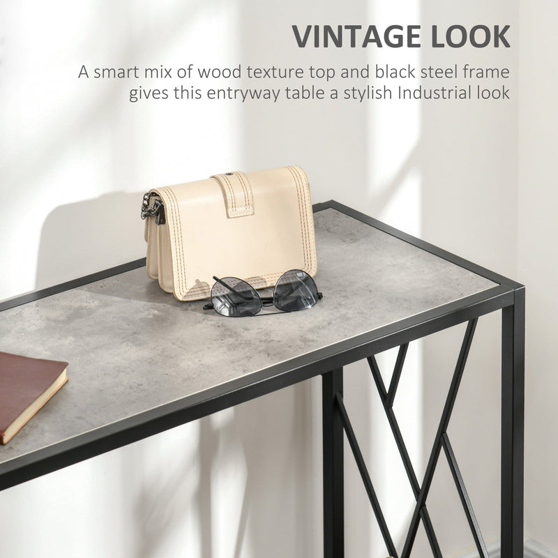 Industrial Console Table - 120cm - Metal Frame - Grey