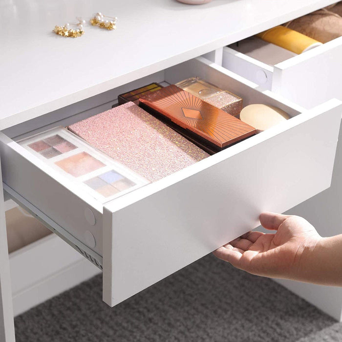 White Dressing Table With Mirror and Drawers by Vasagle