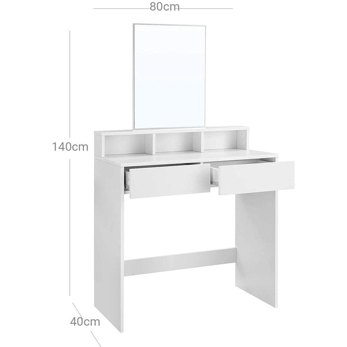White Dressing Table With Mirror and Drawers by Vasagle