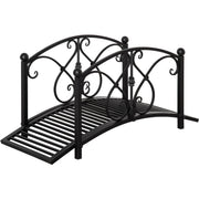Outsunny 102L x 48W x 49H Classic Metal Garden Bridge with Safety Railings Arc Footbridge Decorative Pond  for Backyard Creek Stream, Black Outsunny