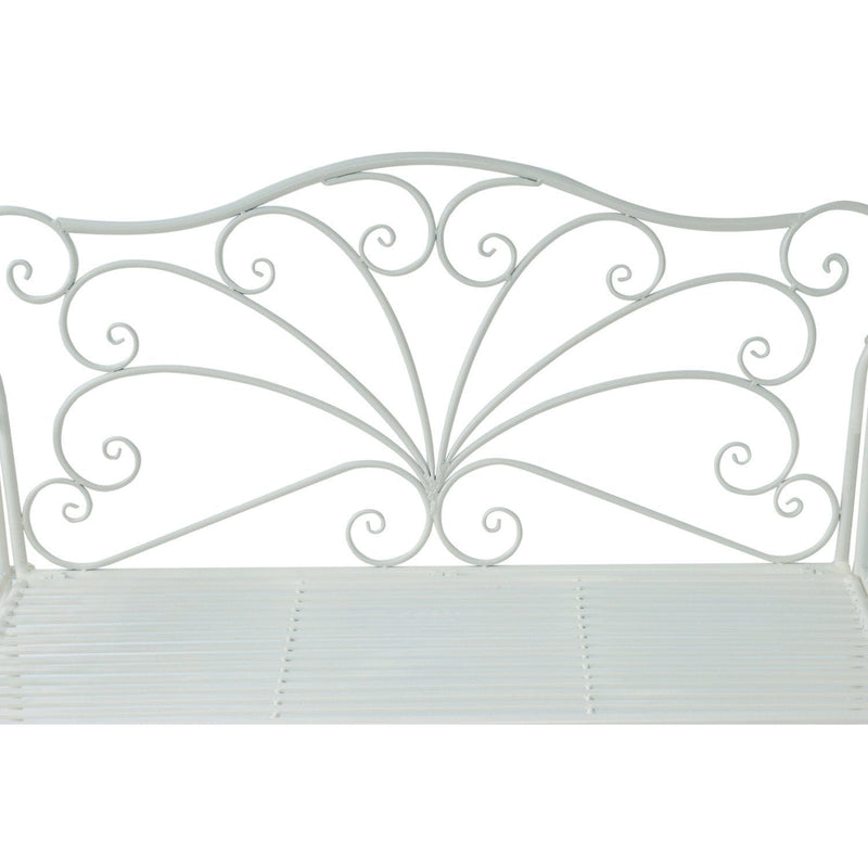Outsunny Garden 2 Seater Metal Bench Park Seating Outdoor Furniture Chair w/ Decorative Backrest White Outsunny