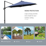 Image of a blue cantilever parasol with solar lights