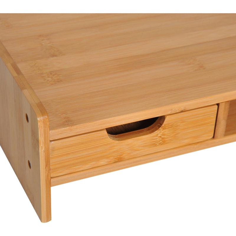 Monitor Riser, PC Stand, Drawer, Bamboo, Desktop Organiser