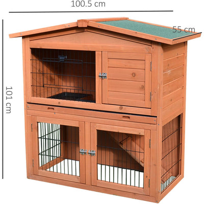 2-Tier Rabbit Hutch with Ramp Pawhut