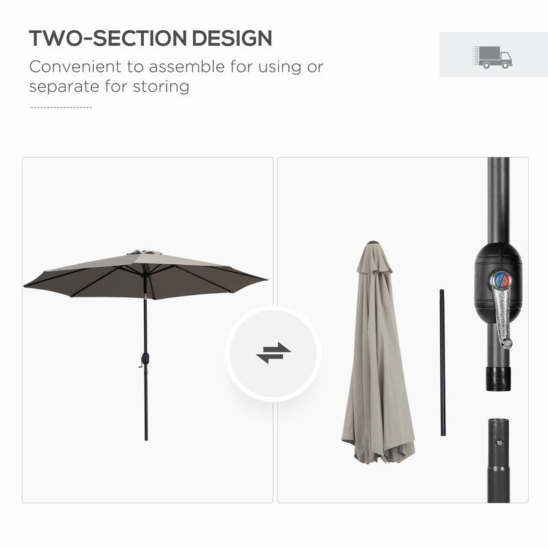 3m Tilting Garden Parasol with Crank Handle Outsunny