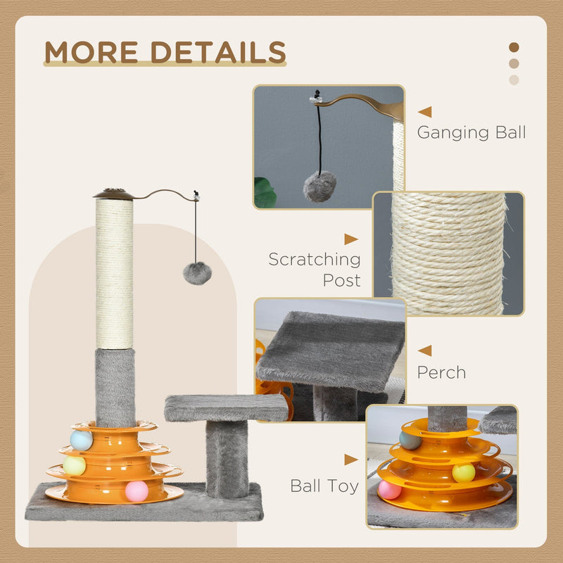 Grey Cat Activity Tower with Toy (56cm)