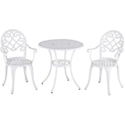 3pc White Metal Bistro Set Outsunny