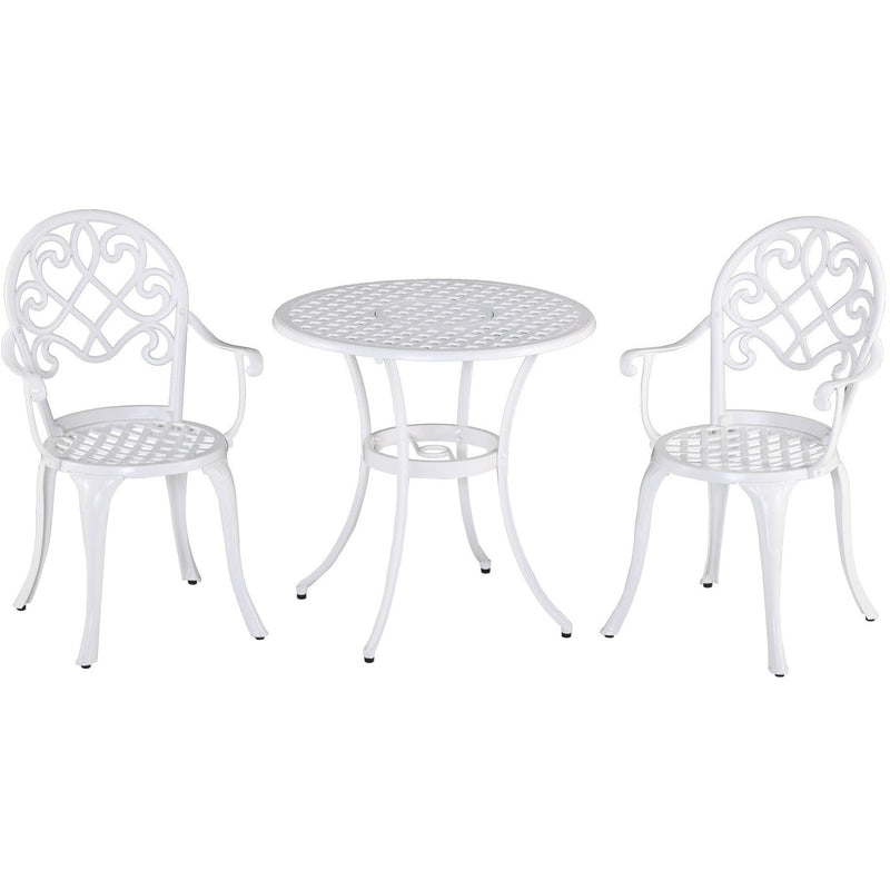 3pc White Metal Bistro Set Outsunny
