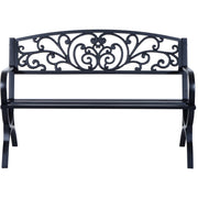 2 Seater Metal Garden Bench Outsunny