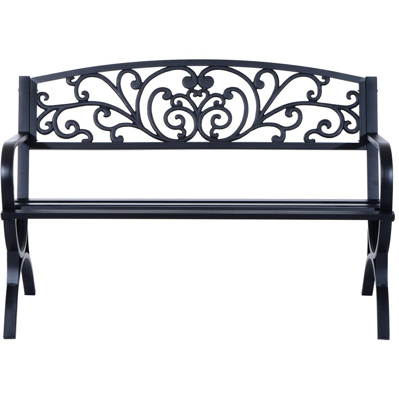 2 Seater Metal Garden Bench Outsunny