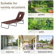 Folding Sun Lounger With Face Hole Outsunny