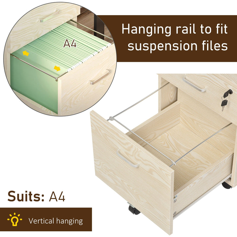 2-Drawer Locking Filing Cabinet, Oak