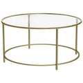 Round Gold Glass Coffee Table With Tempered Glass Top by Vasagle - This is highly desirable coffee table with a sleek modern design - Perfect for living rooms and reception rooms
