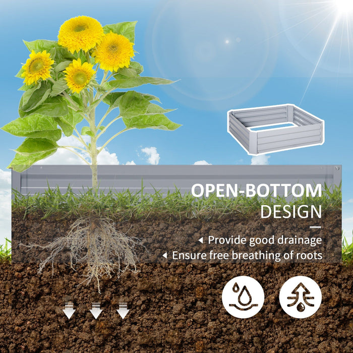 Set of 2 Raised Metal Garden Beds, Galvanized Steel , 1x1m