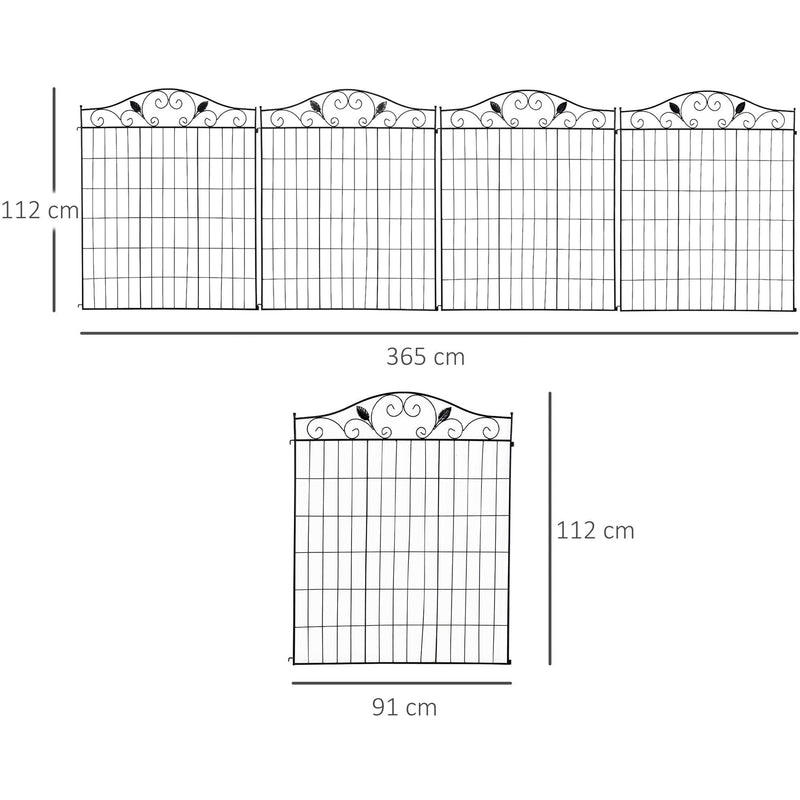 4 Panels Metal Garden Border Fence 44in