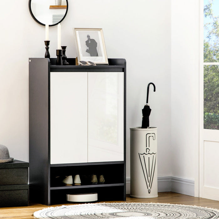 Grey Shoe Cabinet with White High Gloss Doors