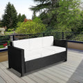 3 Seater Rattan Sofa with Cushions, Black Outsunny
