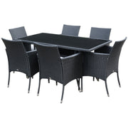 A Rattan Dining Table and Chairs Set, Black