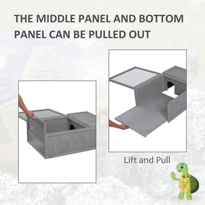 94cm Wooden Tortoise House, 2-Room Enclosure