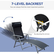Folding Sun Lounger, Black Outsunny