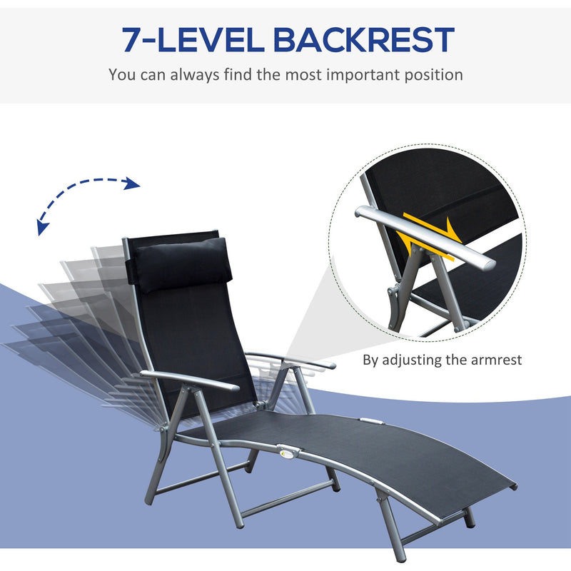 Folding Sun Lounger, Black Outsunny