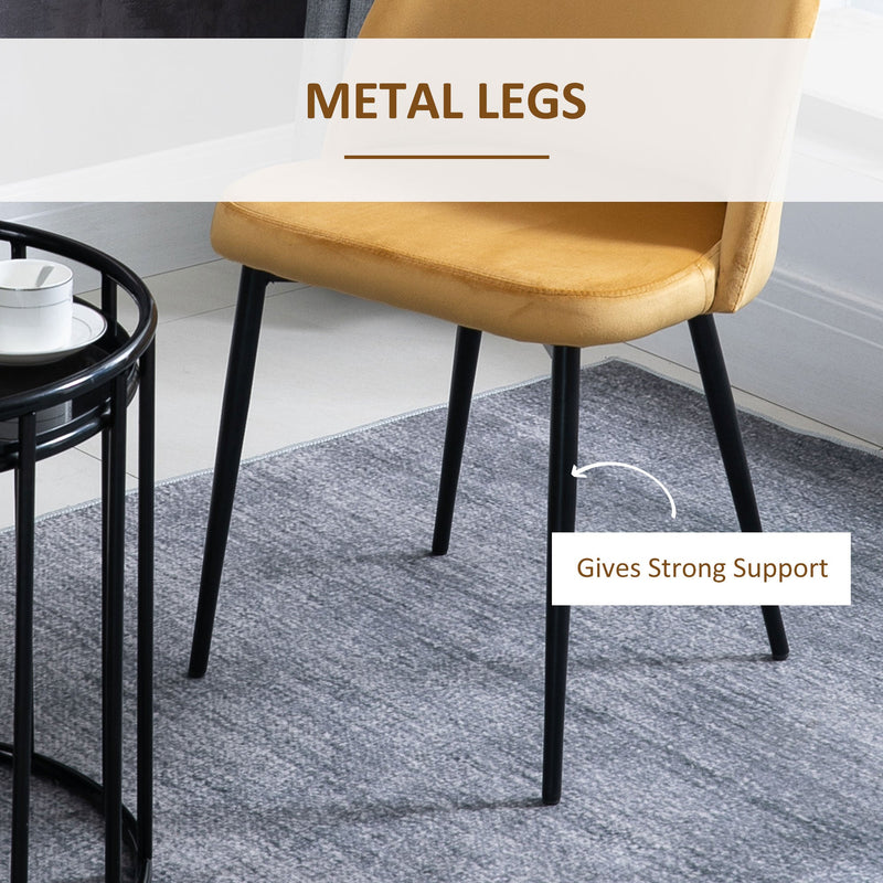 Yellow Fabric Dining Chairs, Set of 2