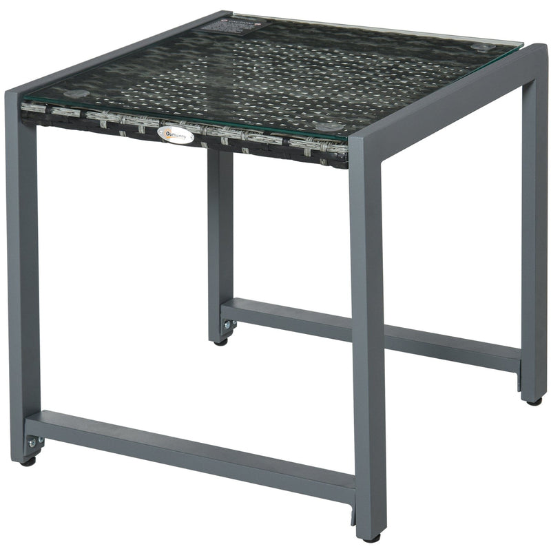 Outsunny Patio Wicker Coffee Table  Garden Rattan Desk