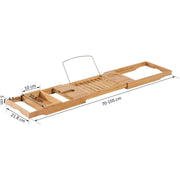 Extendable Bamboo Bath Caddy, 75-109L x 23.5W cm Homcom