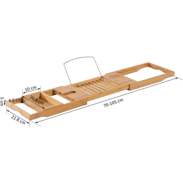 Extendable Bamboo Bath Caddy, 75-109L x 23.5W cm