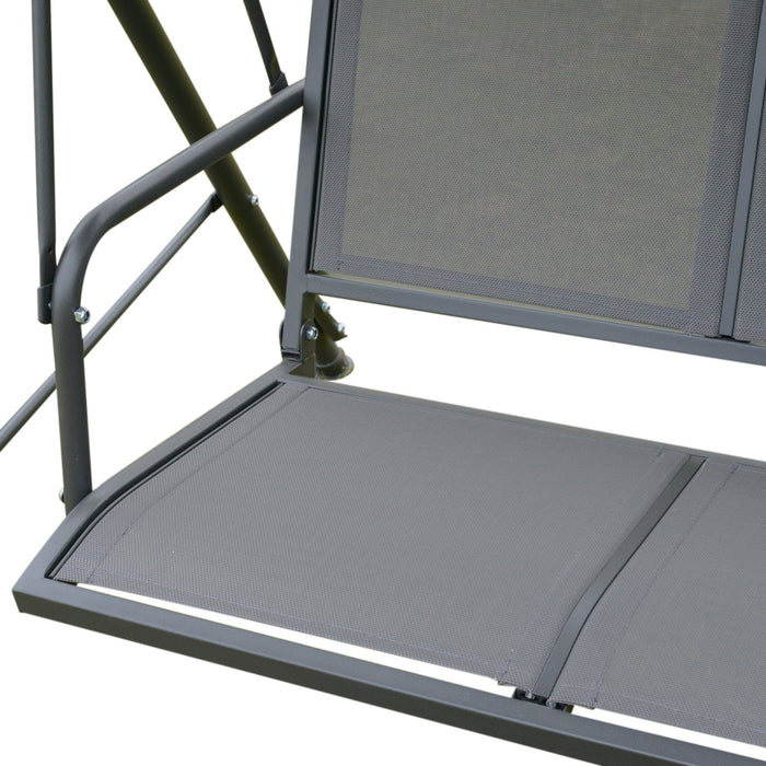 3 Seater Garden Swing Chair with Canopy, Steel Frame, Grey