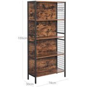 Industrial Bookcase With 5 Shelves by Vasagle Furniture - black steel frame with rustic brown shelves 