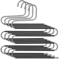 S-Type Non-Slip Trouser Hangers, Pack of 4, Silver, Black Songmics