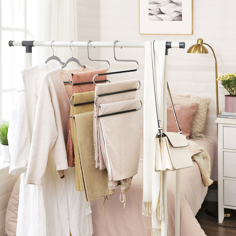 S-Type Non-Slip Trouser Hangers, Pack of 4, Silver, Black