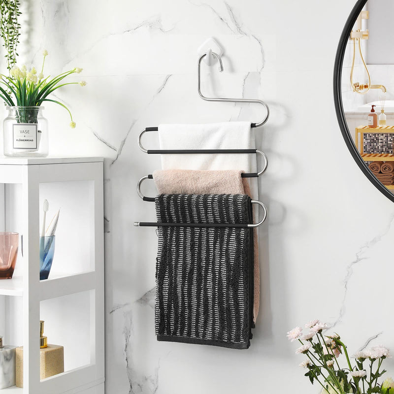 S-Type Non-Slip Trouser Hangers, Pack of 4, Silver, Black