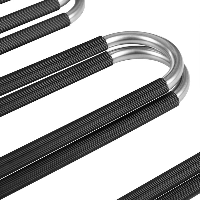 S-Type Non-Slip Trouser Hangers, Pack of 4, Silver, Black