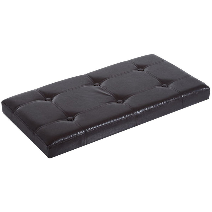 Faux Leather Storage Ottoman With Button Tufted Lid