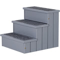 3-Step Pet Stairs, Non-Slip, Grey Pawhut