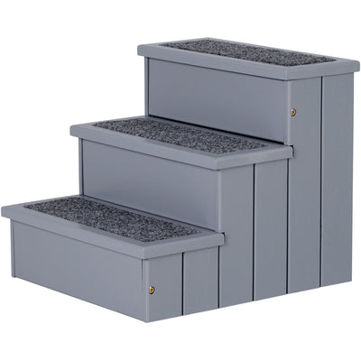 3-Step Pet Stairs, Non-Slip, Grey Pawhut