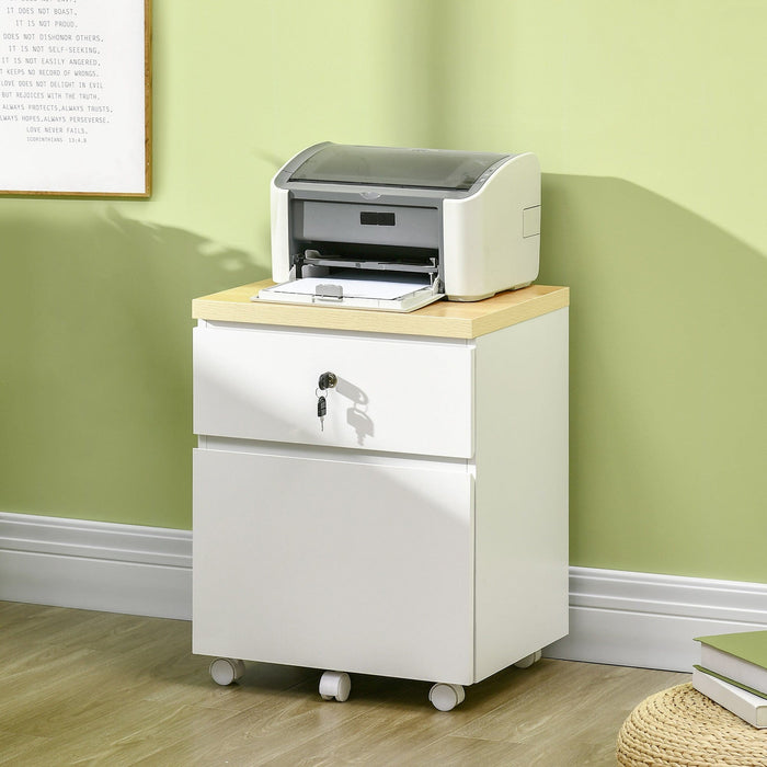 2-Drawer Mobile Filing Cabinet, White