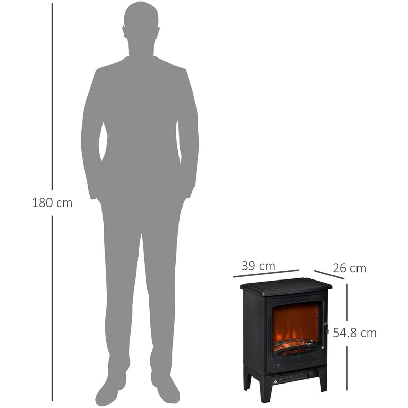 Electric Fireplace Stove, Realistic Flame, 900W/1800W